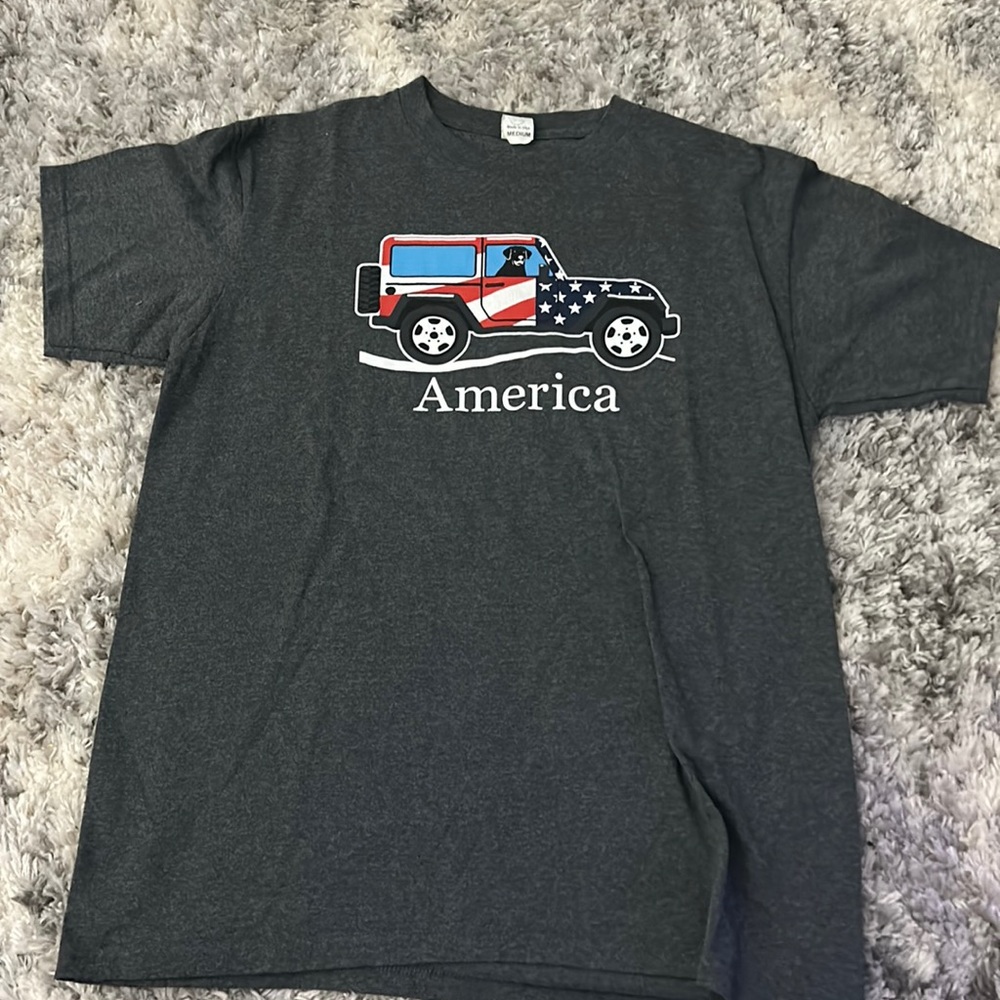 Oversized dark grey tee shirt with American print